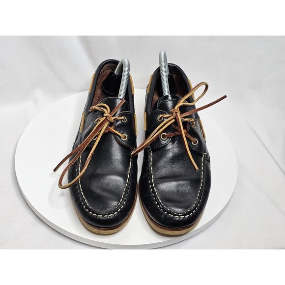 Allen Edmonds Mens Black Westbrook Leather 2 Eyelet Loafer Boat Shoes Sz 9 Wide - Picture 3 of 8